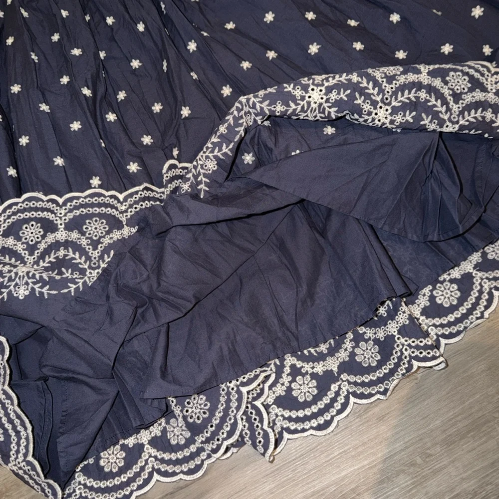 En Saison Nara Cotton Embroidered Tie-Strap Midi Dress - Picture 9 of 16